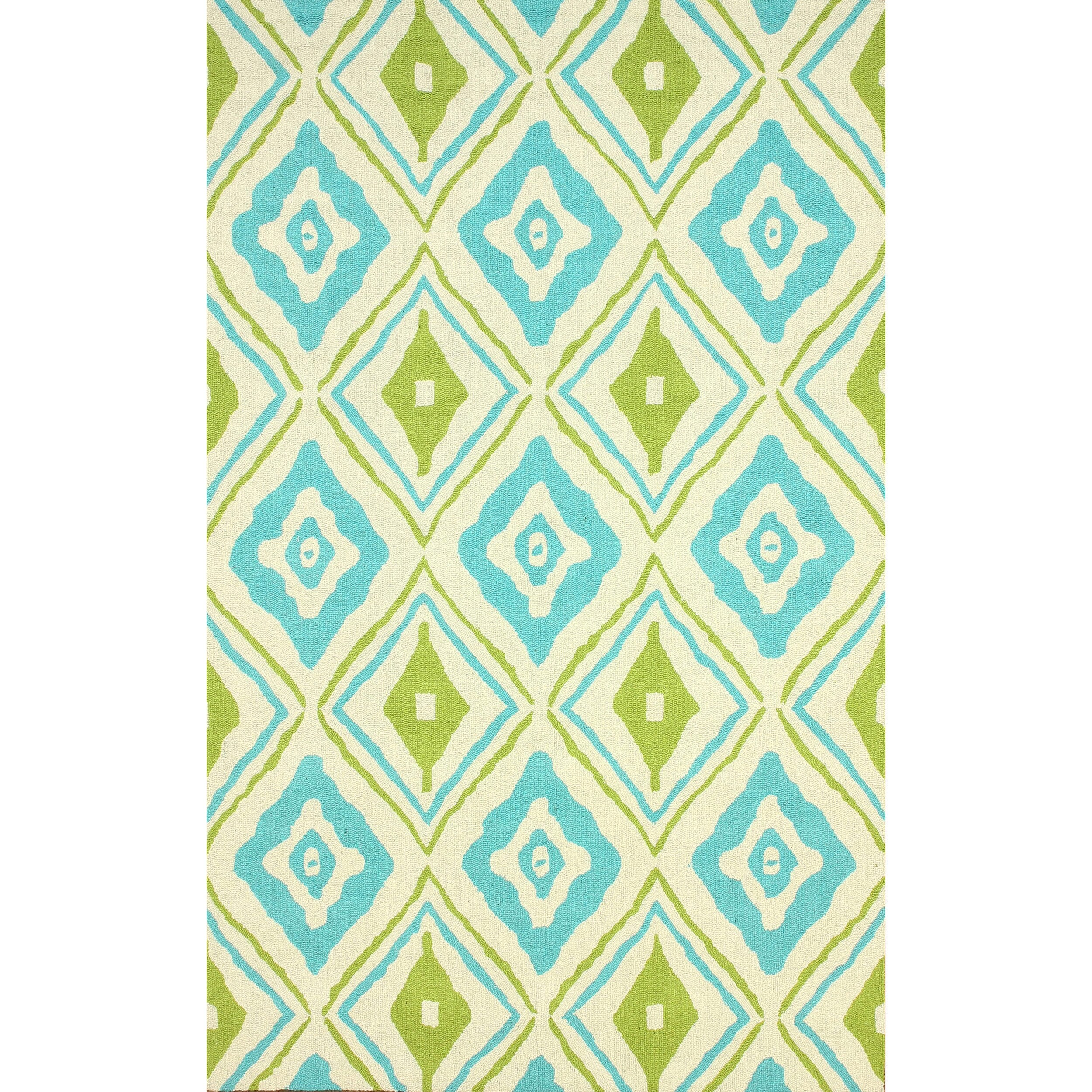 Nuloom Hand hooked Modern Diamond Trellis Green Rug (76 X 96)