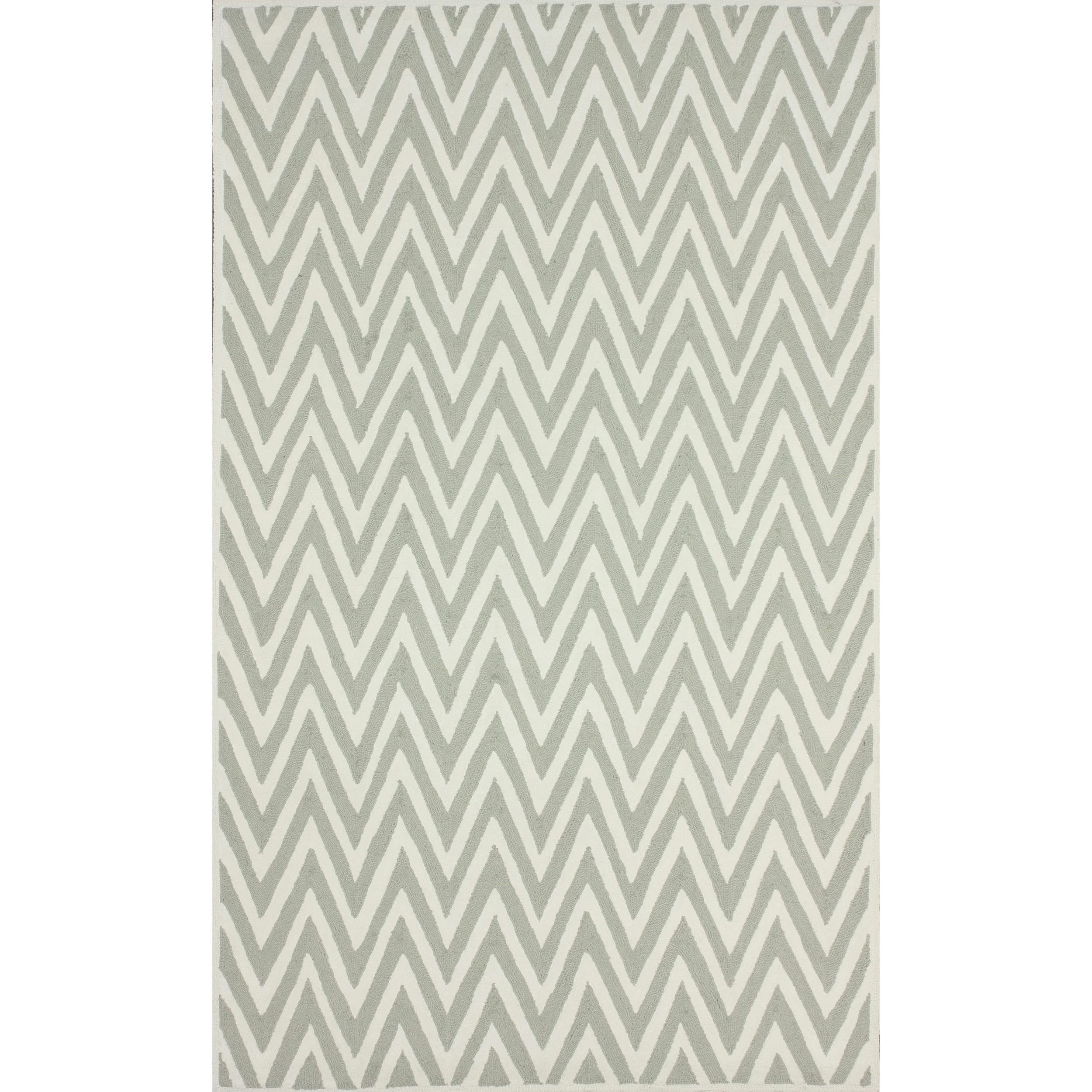 Nuloom Handmade Cotton/ Wool Modern Chevron Grey Rug (76 X 96)