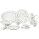 preview thumbnail 1 of 3, Lorren Home Trend La Luna Bone China 57-piece Silver Embossed Dinnerware Set
