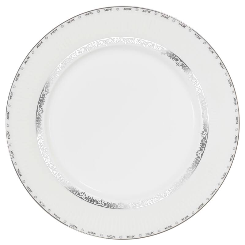 Lorren Home Trend La Luna Bone China 57-piece Silver Embossed Dinnerware Set