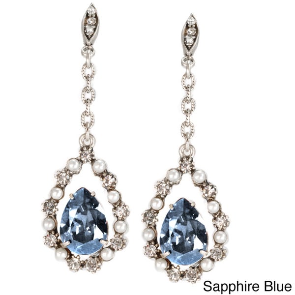 Shop Sweet Romance Silvertone Lorena Crystal Earrings On Sale Free