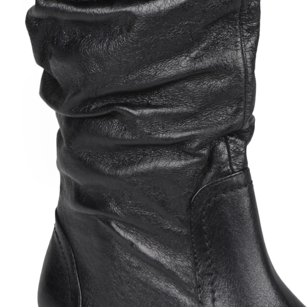 womens black leather slouch boots