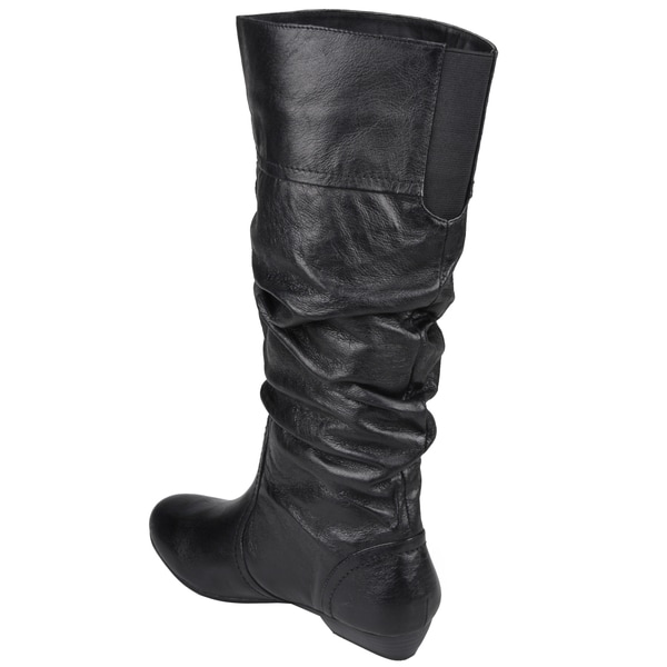 black leather scrunch boots