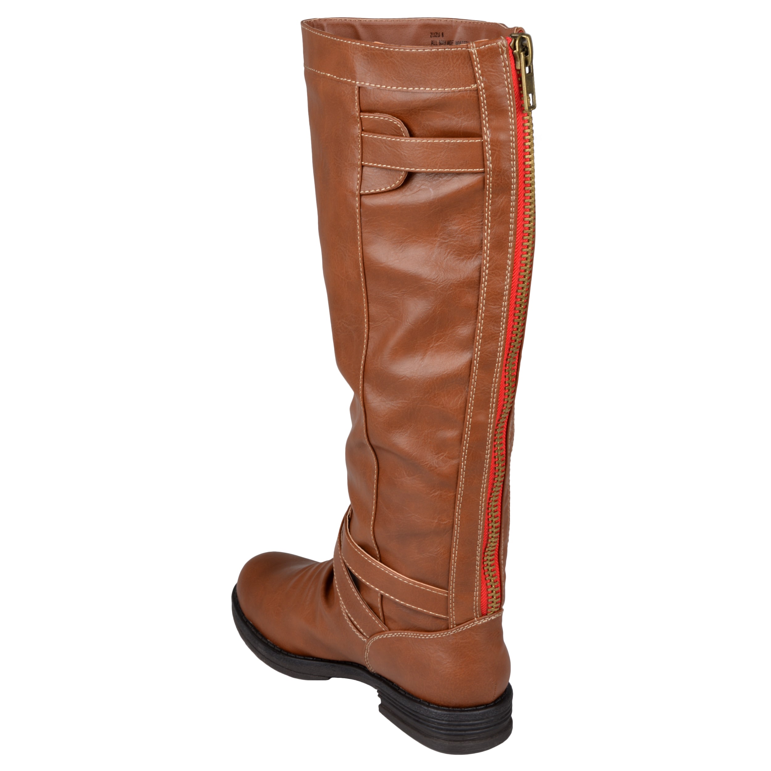 steve madden boots with red zipper up the back