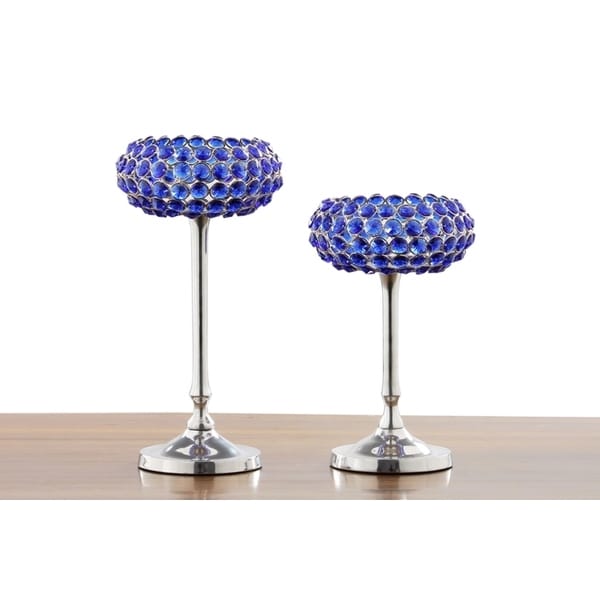 Shop Blue Crystal Candle Holder (Set of 2) Free Shipping Today