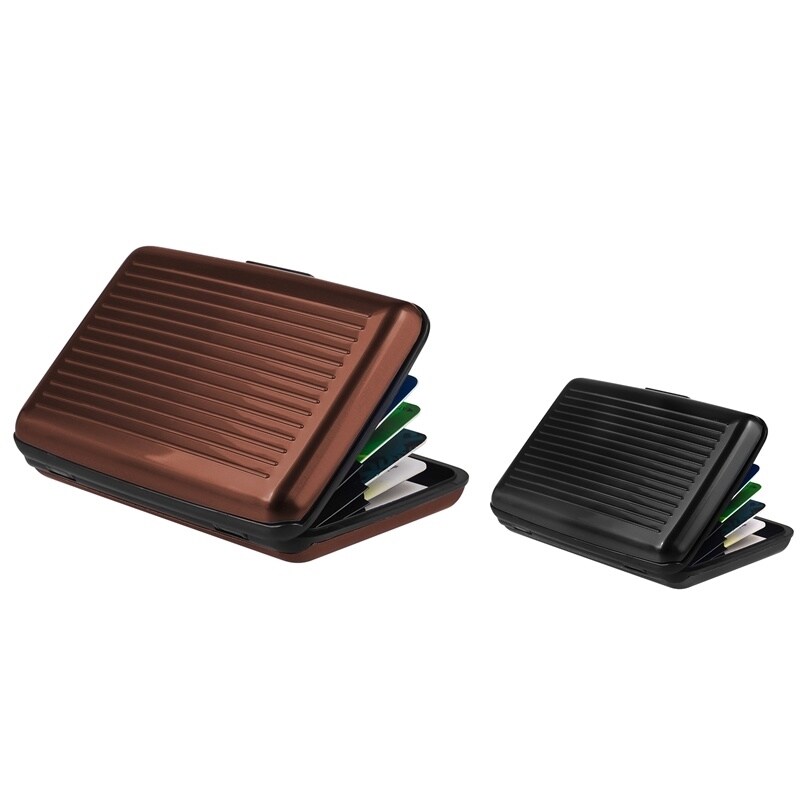Basacc Brown Aluminum Card Case/ Black Aluminum Card Case (Brown, BlackDimensions 4.5 x 0.75 x 3 inchesMaterial Plastic/ AluminumAll rights reserved. All trade names are registered trademarks of respective manufacturers listed.California PROPOSITION 65 