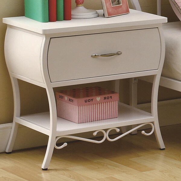 'Bellisima' White Casual 1drawer Curved Nightstand Free Shipping