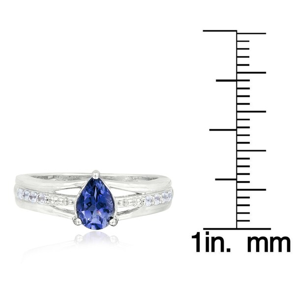 Glitzy Rocks Sterling Silver Iolite and White Topaz Ring