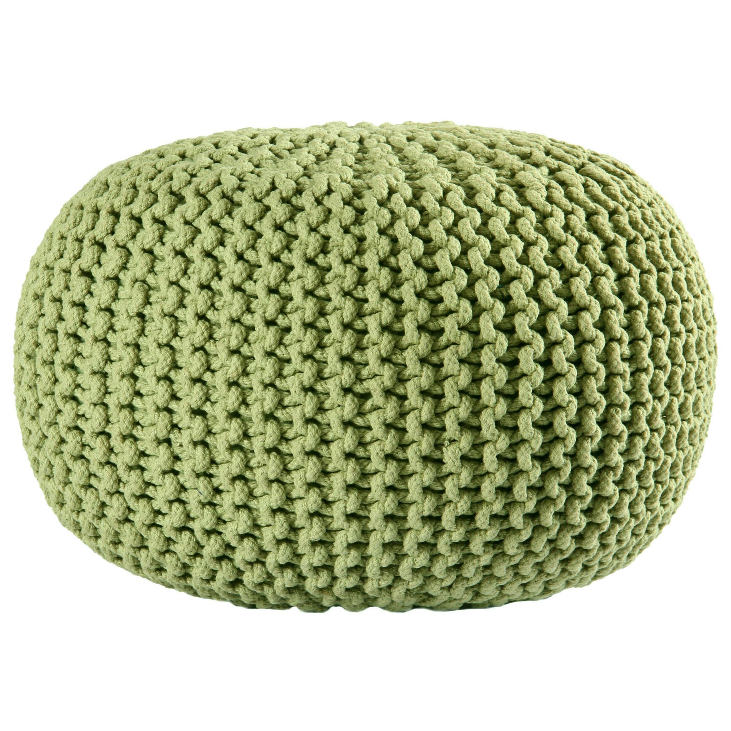 Shop 16" Green Cotton Rope Pouf Ottoman Free Shipping Today