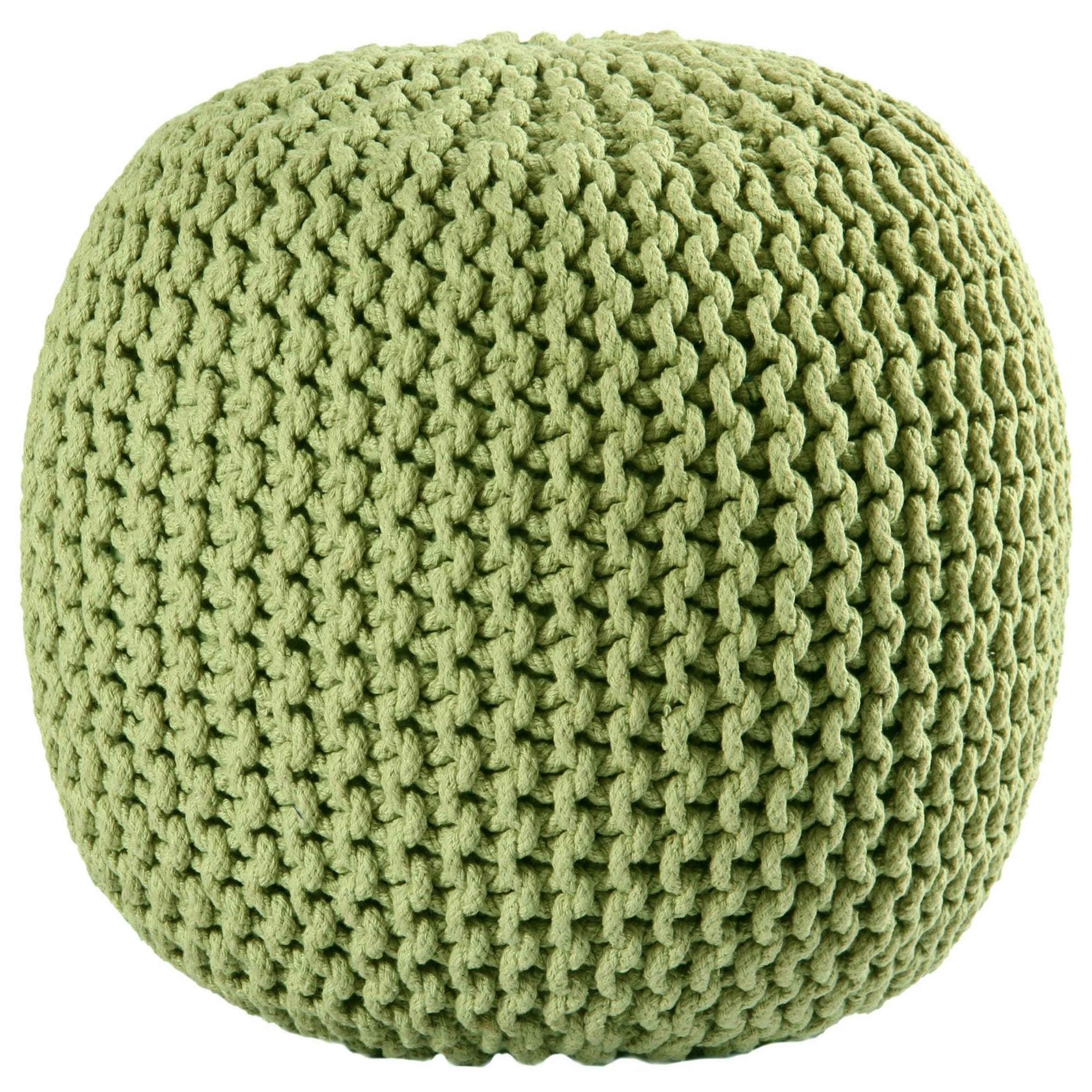 Green Cotton Rope Pouf Ottoman