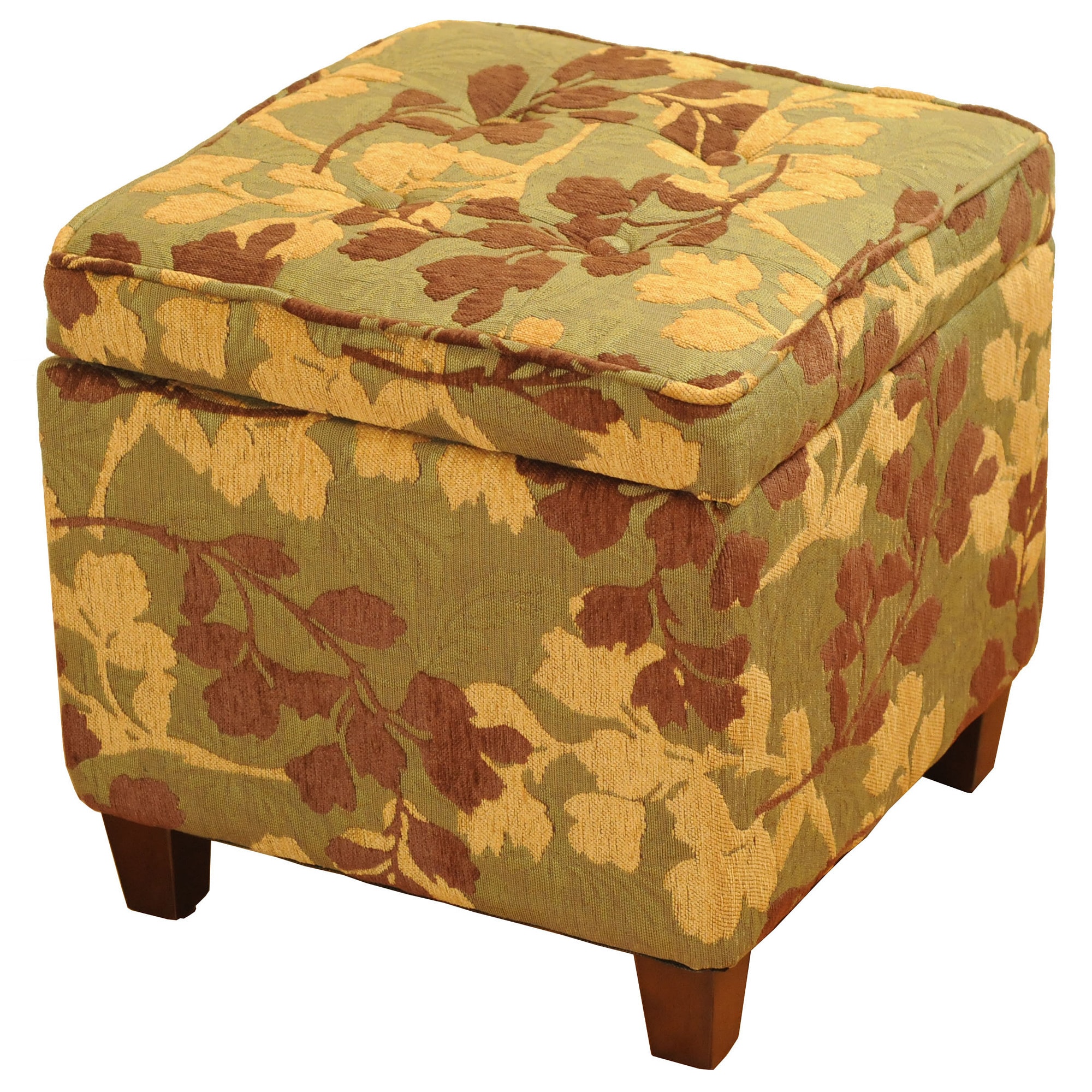 Tufted Brown/ Tan Chenille Storage Ottoman