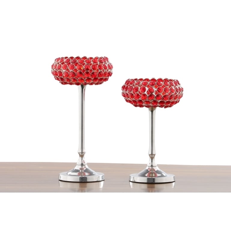 Red Crystal Candle Holder (set Of 2)