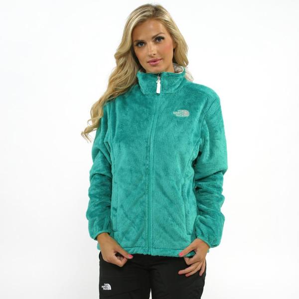 green fuzzy north face jacket