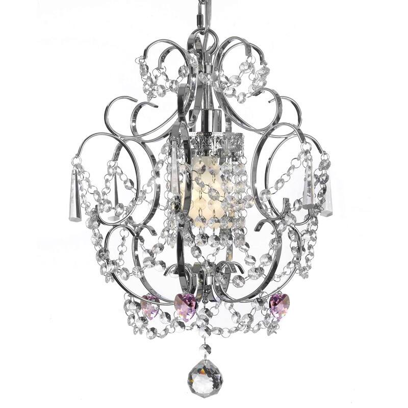 Gallery Chrome/ Crystal Pink Heart Chandelier