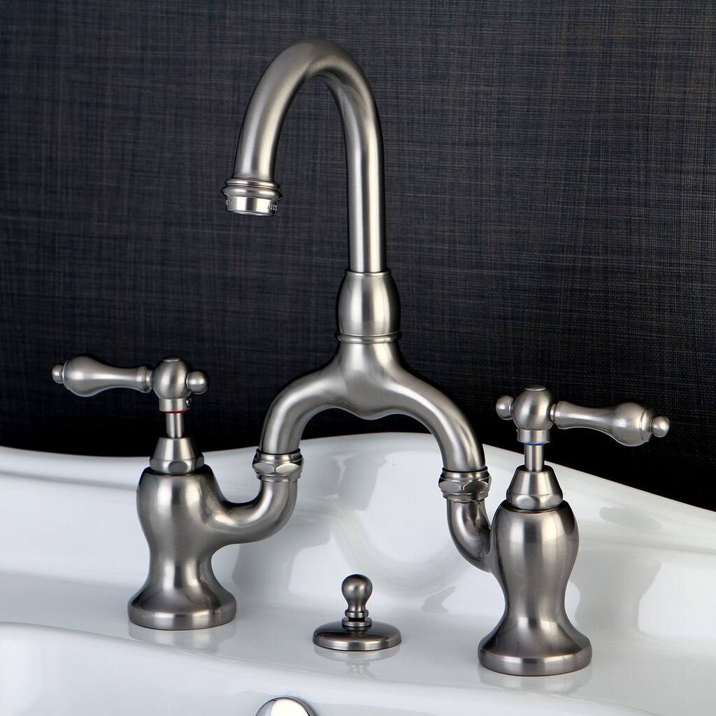 Kingston Brass Vintage High-spout Brushed Nickel Bridge Bathroom Faucet