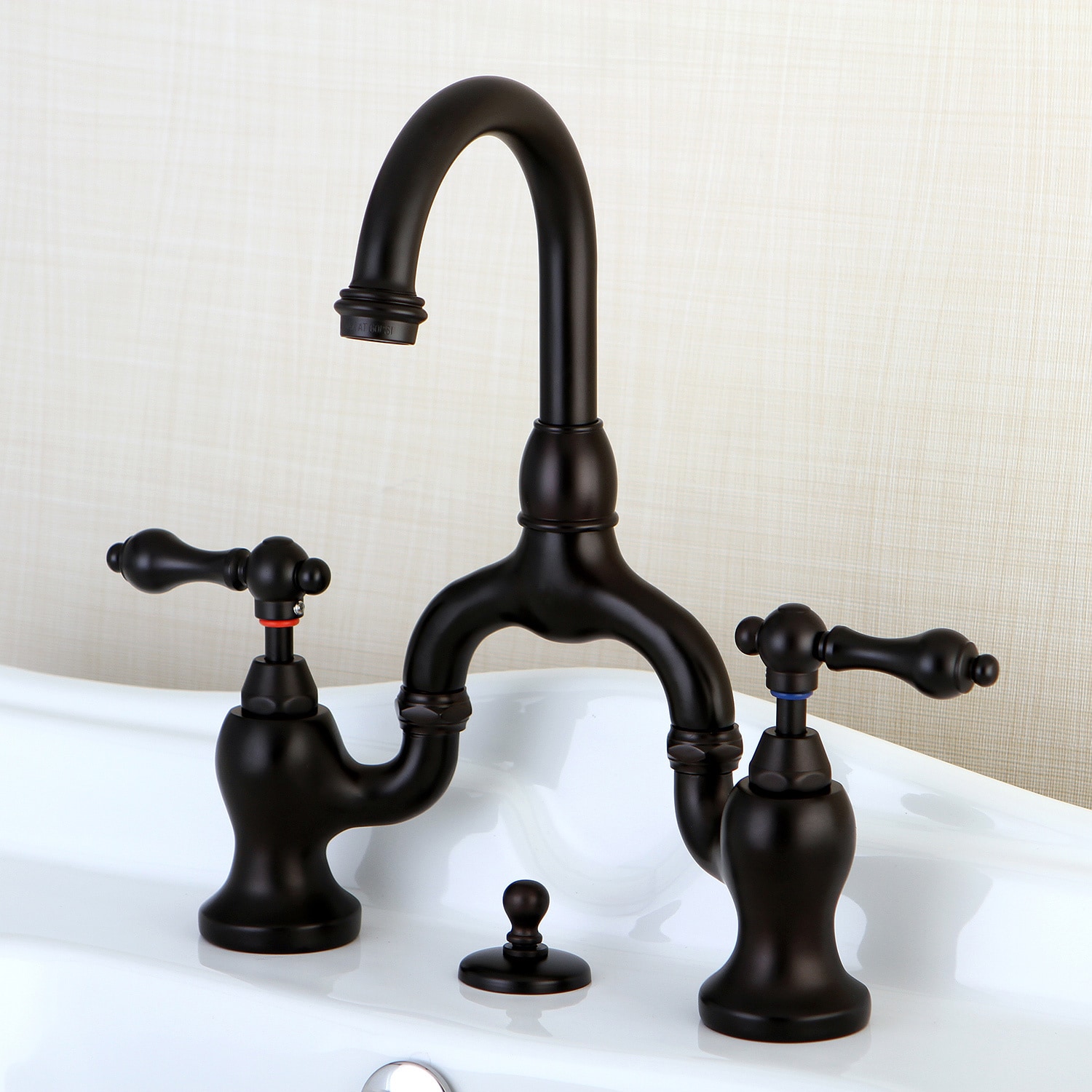 Vintage High spout Oil Rubbed Bronze Bridge Bathroom Faucet