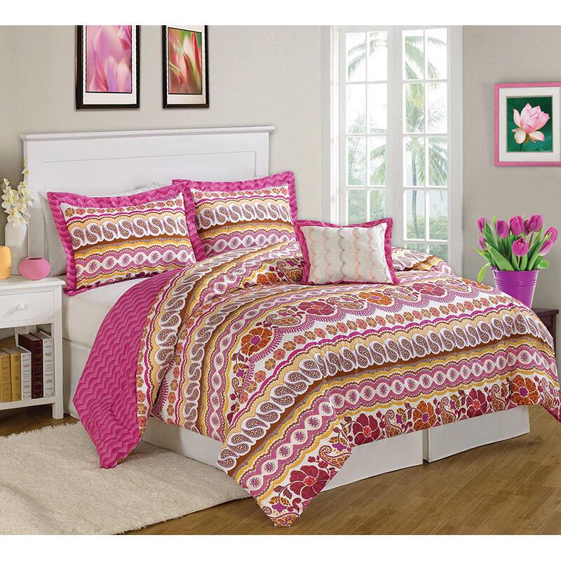 Paisley Dream Pink 8-piece Bed in a Bag with Sheet Set