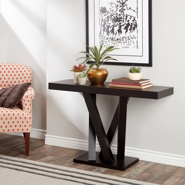 Shop Abbyson Cosmo Espresso Wood Sofa Table Free Shipping Today