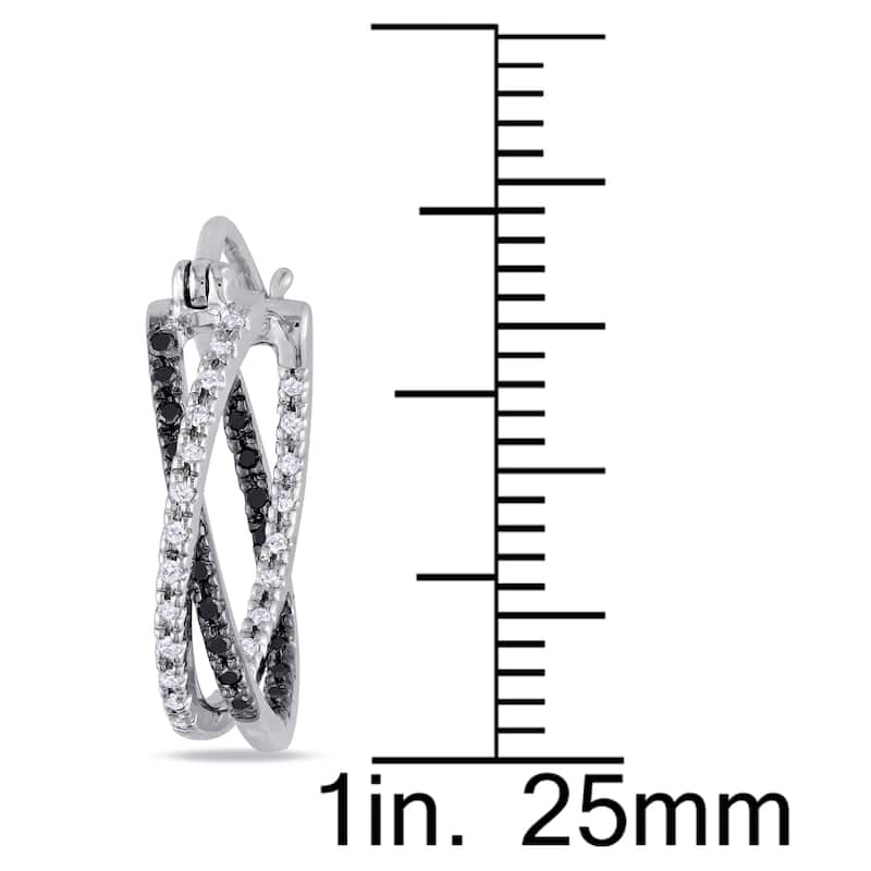 Sterling Silver 1/4ct TDW Black and White Diamond Earrings