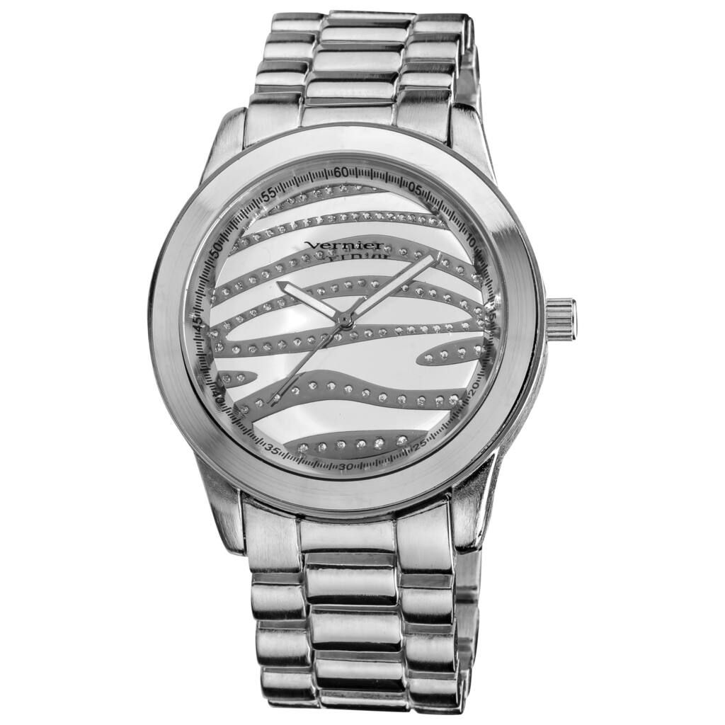Vernier Women's Boyfriend Silver Zebra Glitter Dial Quartz Watch