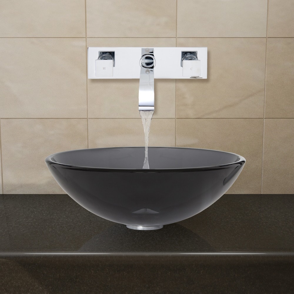 Vigo Sheer Black Glass Vessel Sink And Wall Mount Faucet Set In Chrome Overstock 8504534 Vigo Sheer Black Glass Vessel Sink And Wall Mount Faucet Set In Chrome Overstock 8504534