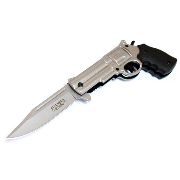 Defender 8.5-inches Silver Gun Spring Assisted Folding Knife