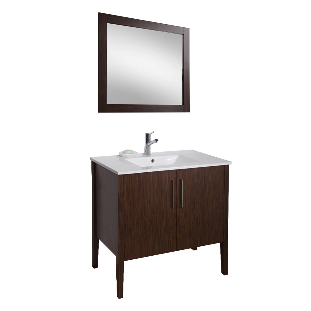 Vigo Vigo 36 inch Maxine Single Bathroom Vanity With Mirror Brown Size Single Vanities