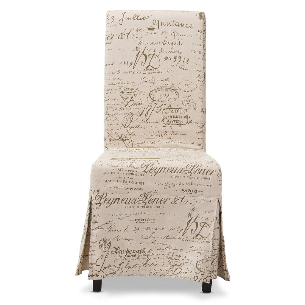 Baxton Studio Picard French Script Beige Linen Modern Dining Chairs (Set of 2)
