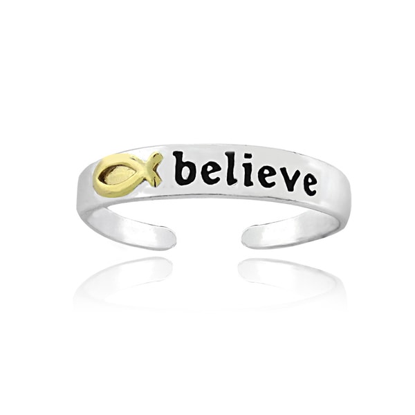 Mondevio Yellow Gold and Sterling Silver Two tone Believe Toe Ring