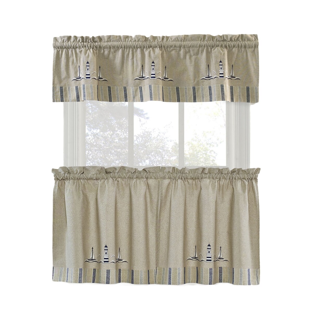 Shop Blue Cotton Barnegat Light House Curtain Tier Set Free