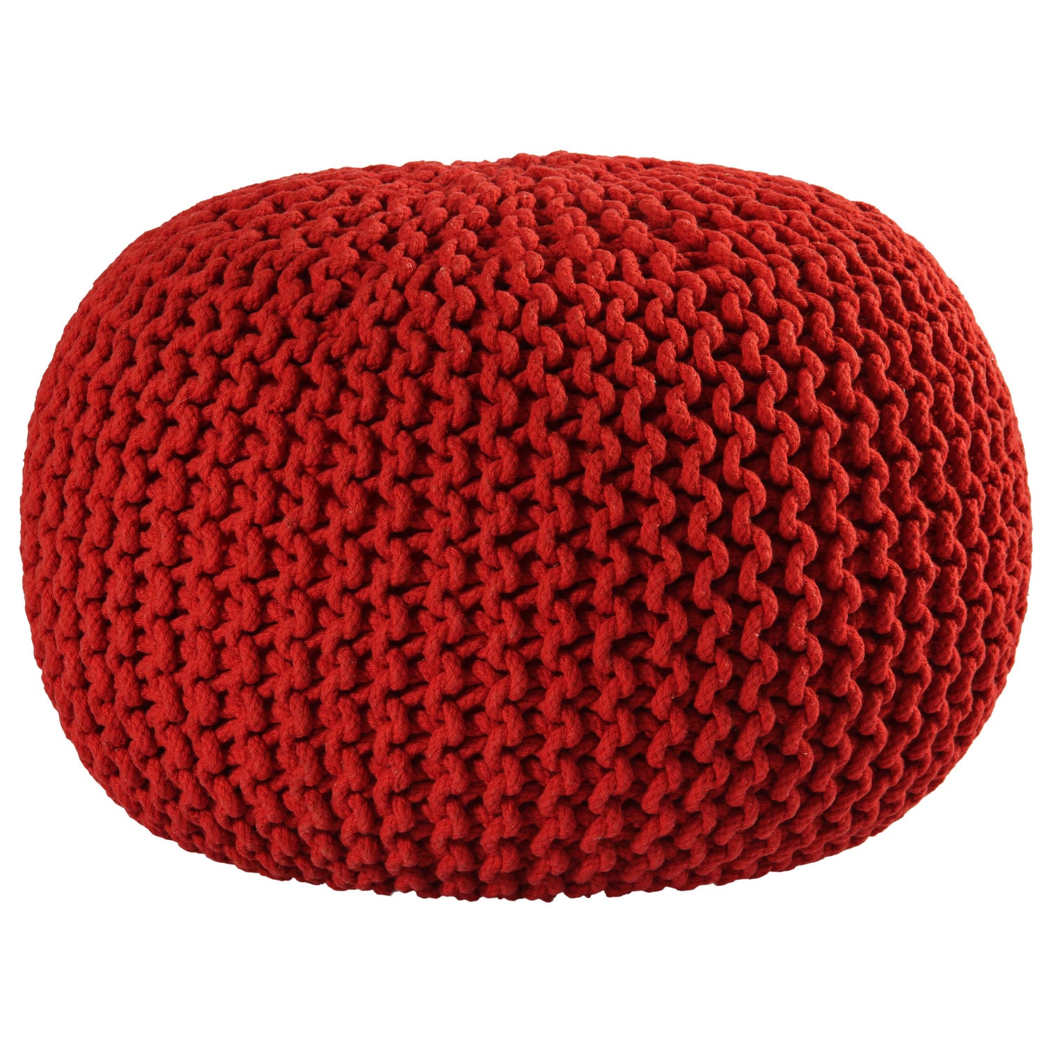 16 inch Red Cotton Rope Pouf Ottoman