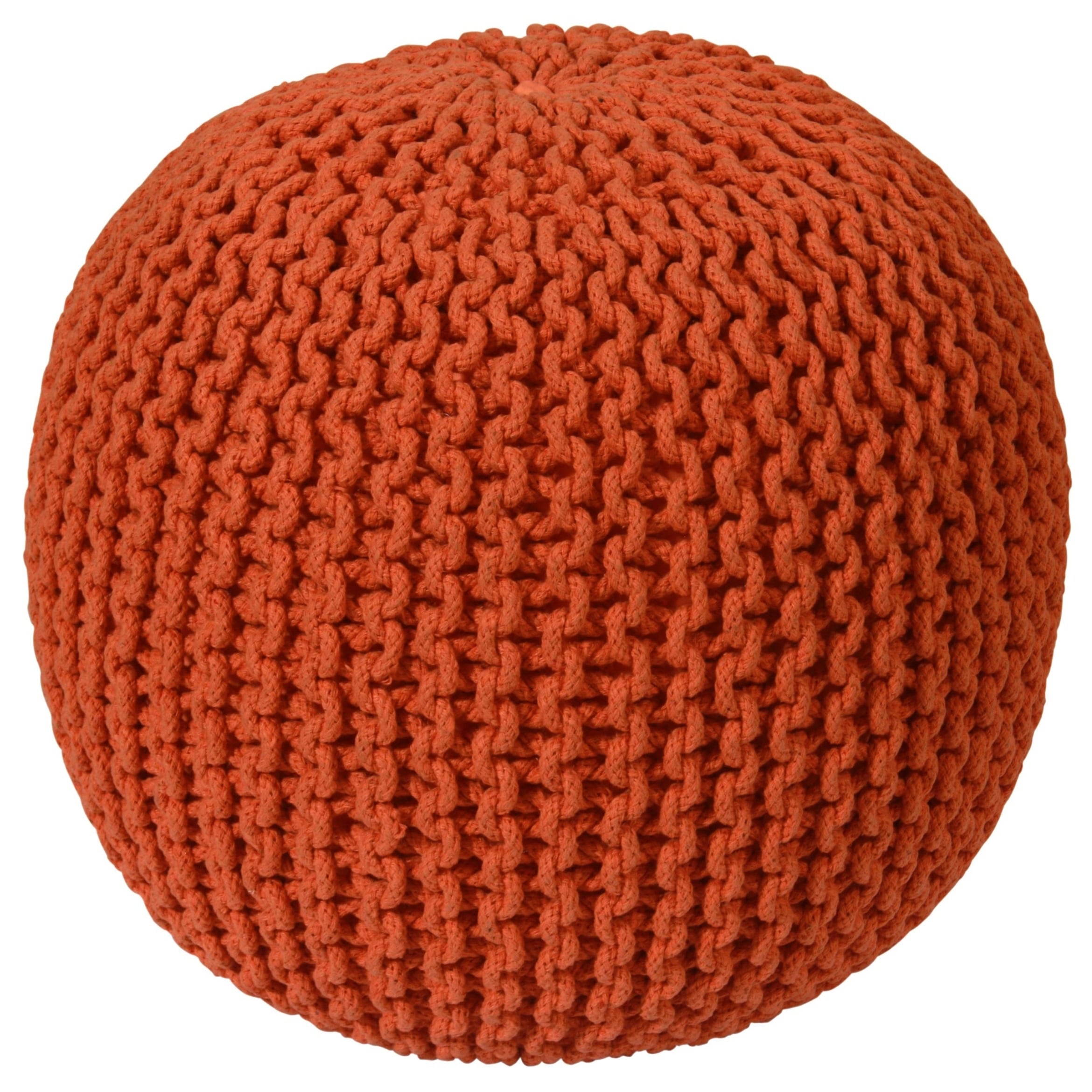 16 inch Orange Cotton Rope Pouf Ottoman