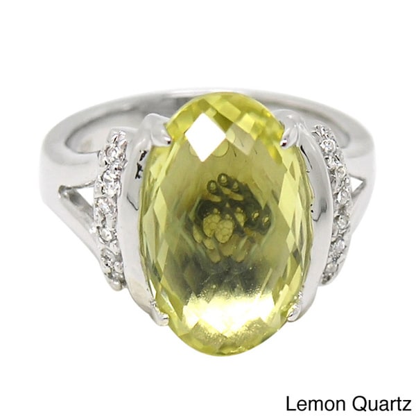 De Buman Sterling Silver Natural Gemstone with Cubic Zirconia Ring