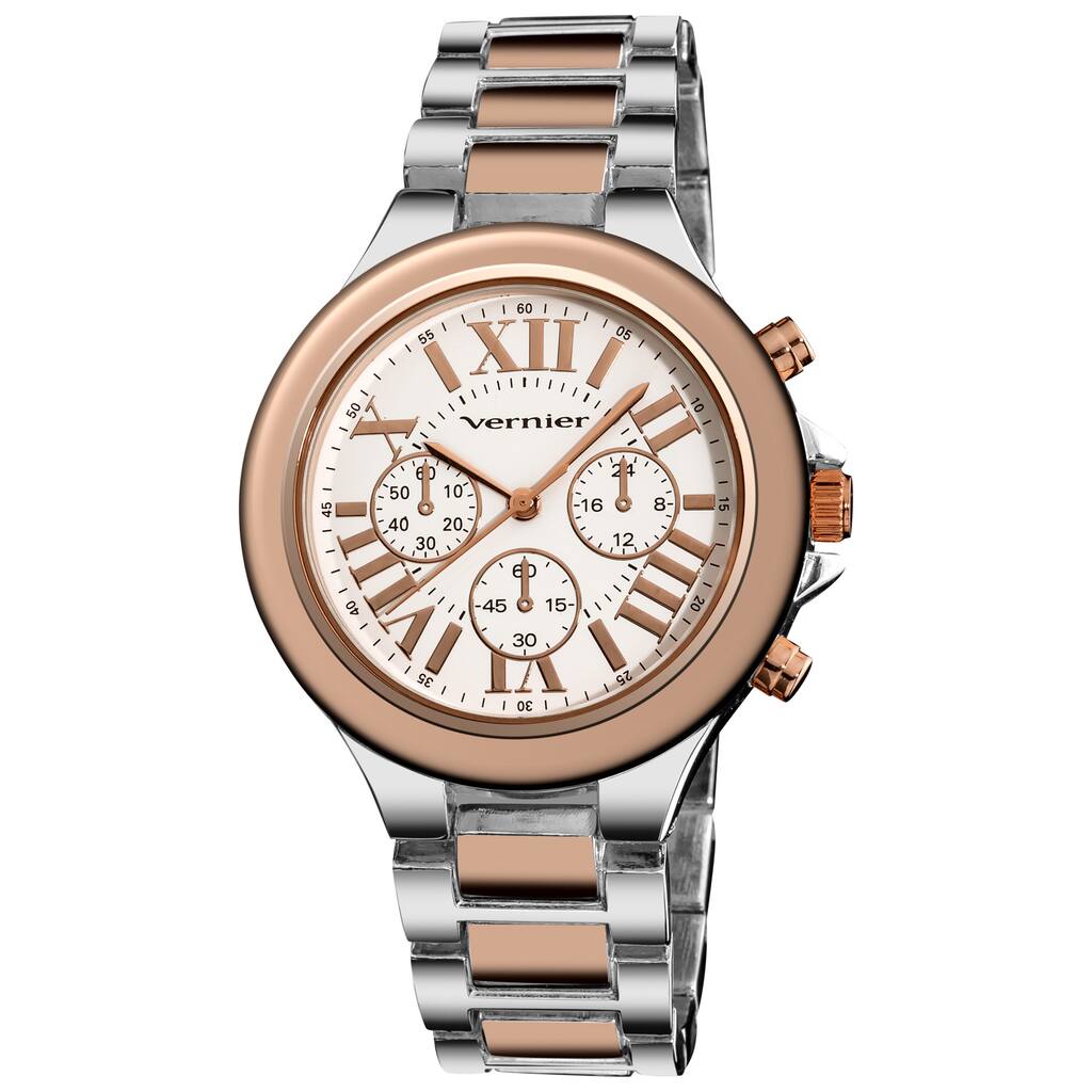 Vernier Women's Boyfriend Quartz Two-tone Roman Numeral Watch