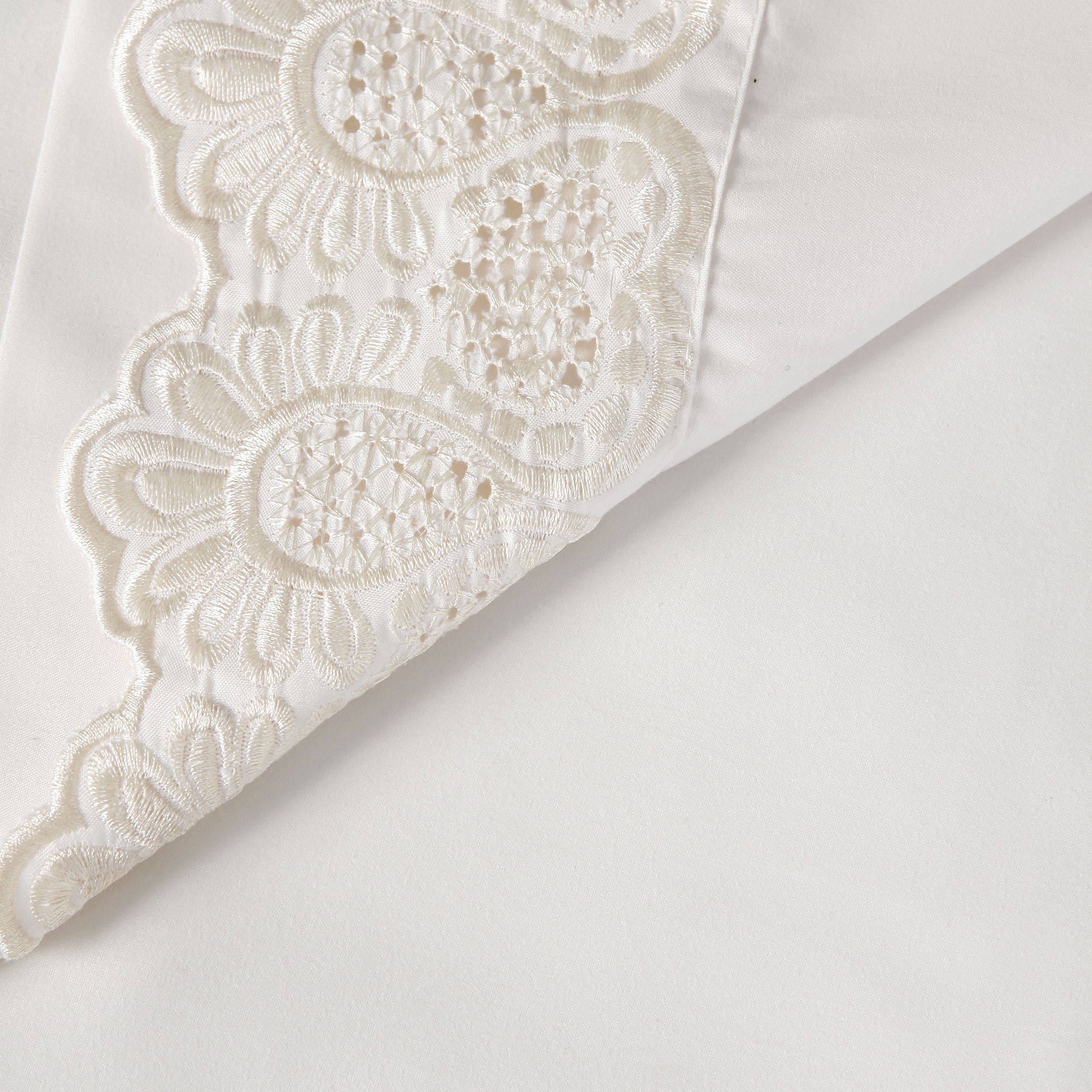 Elite Home Products, Inc Majestic Embroidered Lace Sheet Set Off White Size Full