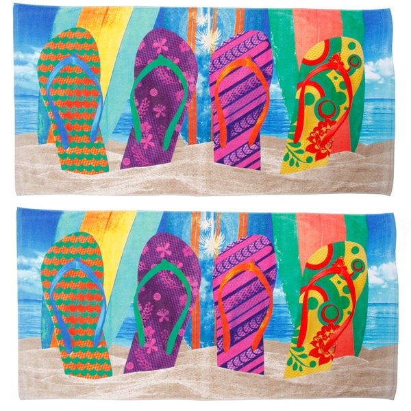 Flip Flop Surfboard Beach Towel 2 Pack Beach Towels