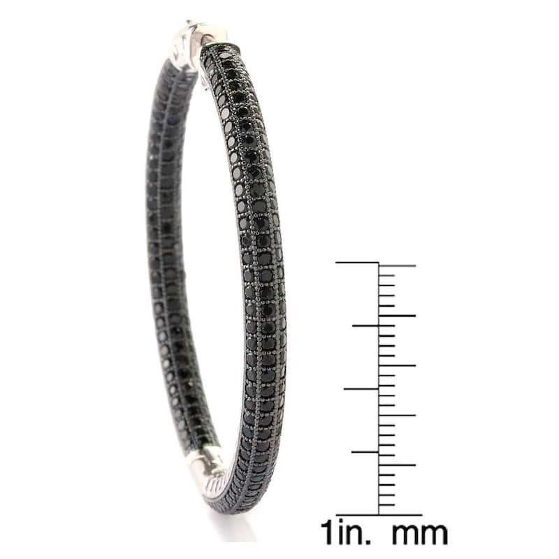 Sterling Silver 2" Black Spinel Inside out Mumma Hoop Earrings
