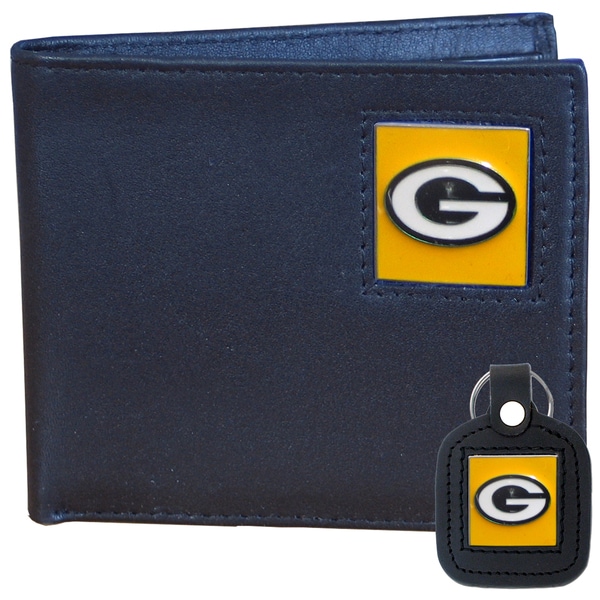 NFL Green Bay Packers Genuine Wallet and Keycahin Gift Set Football