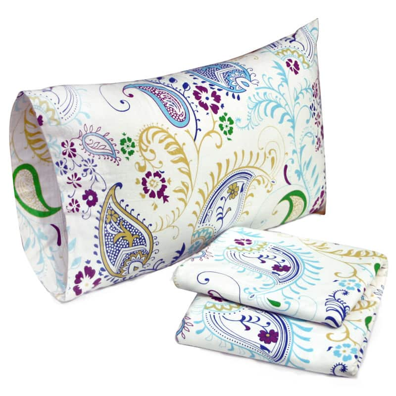 Tribeca Living Paisley Garden Printed Deep Pocket Flannel Bed Sheet Set - Full - 4 Piece