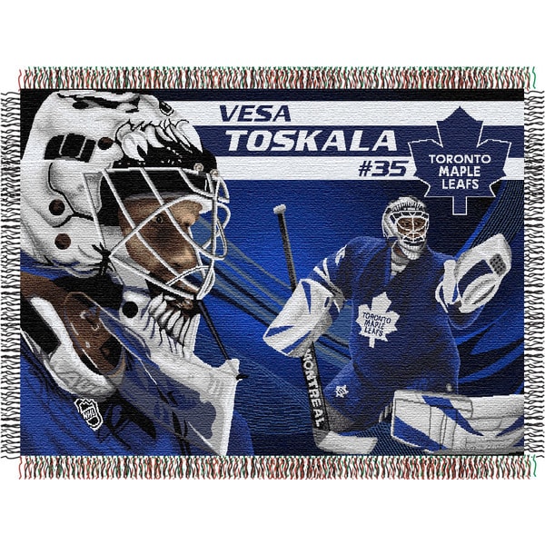 NHL Toronto Maple Leafs Vesa Toskala Woven Tapestry Throw Throws