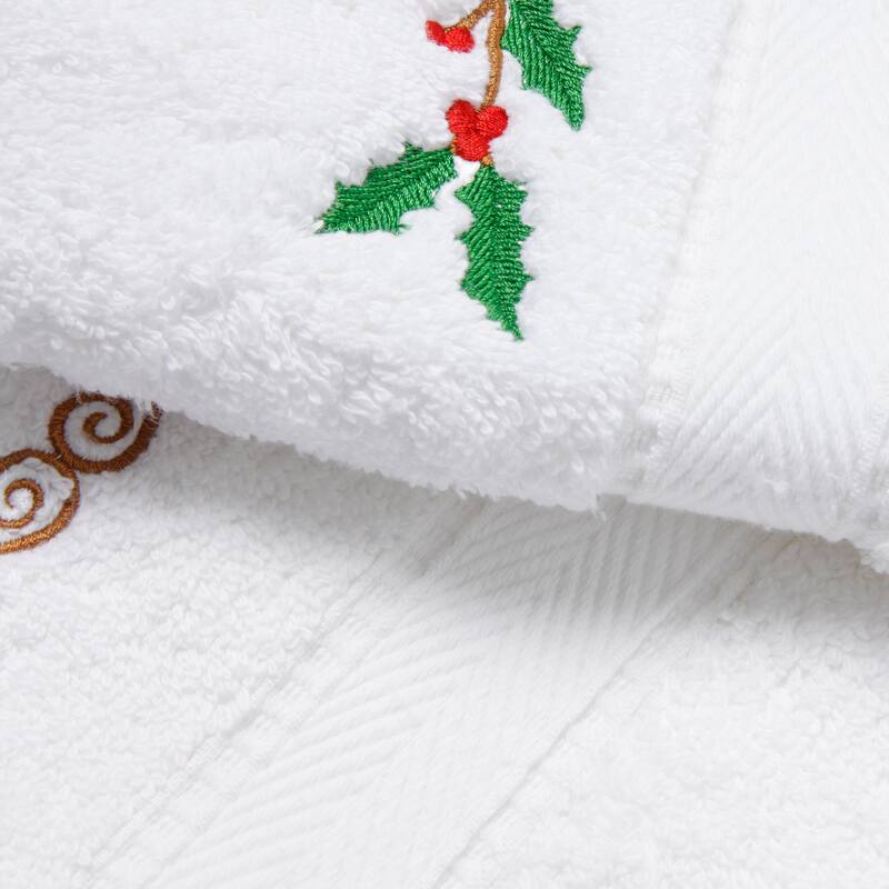 Spa Home Holly Holiday Turkish Cotton Hand Towels (Set of 2)