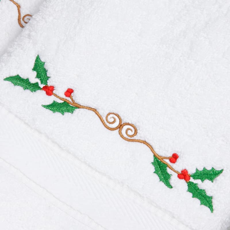 Spa Home Holly Holiday Turkish Cotton Hand Towels (Set of 2)
