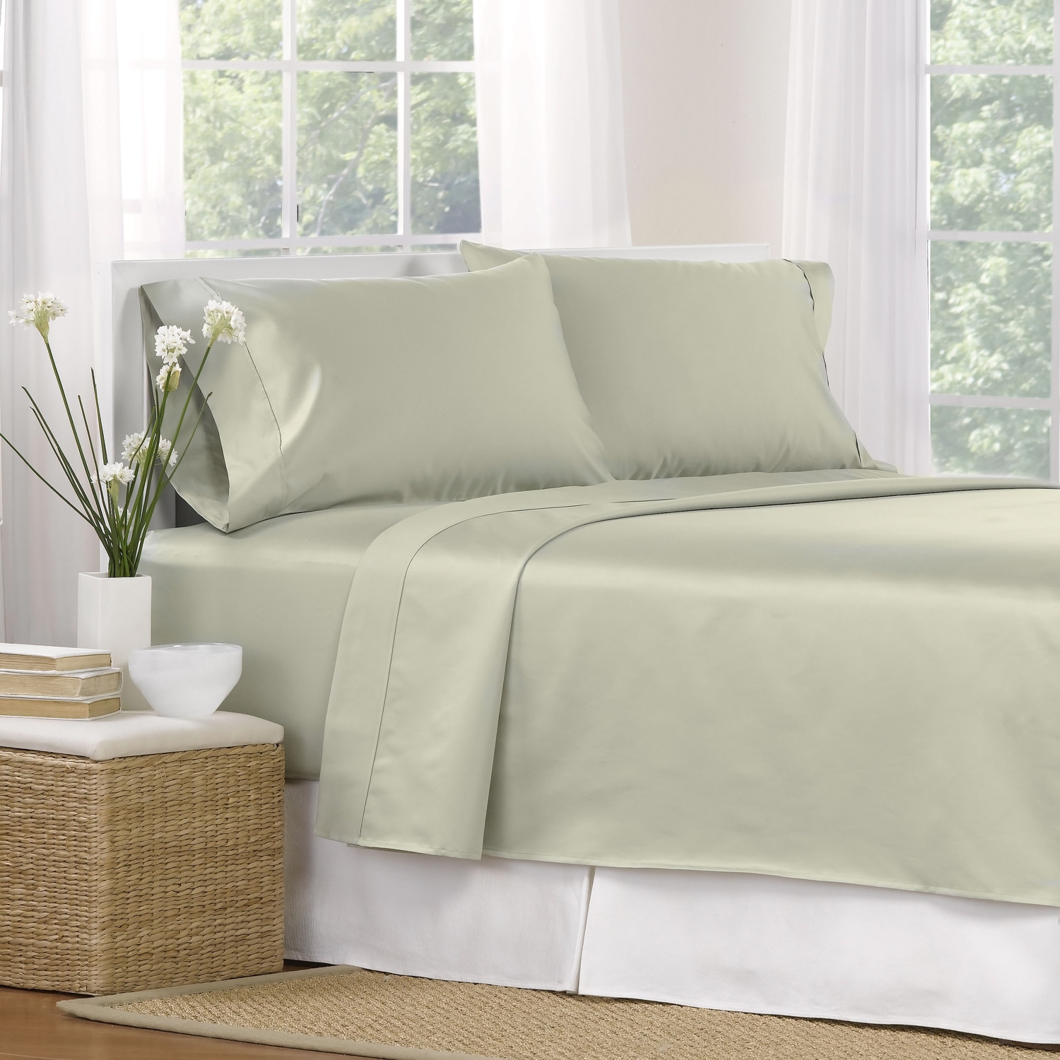 Aspire Linens Luxury 1000 Thread Count Egyptian Cotton Sheet Set Green Size Full