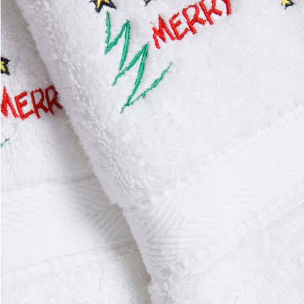 Martha Stewart Collection Very Merry Embroidered Cotton Christmas