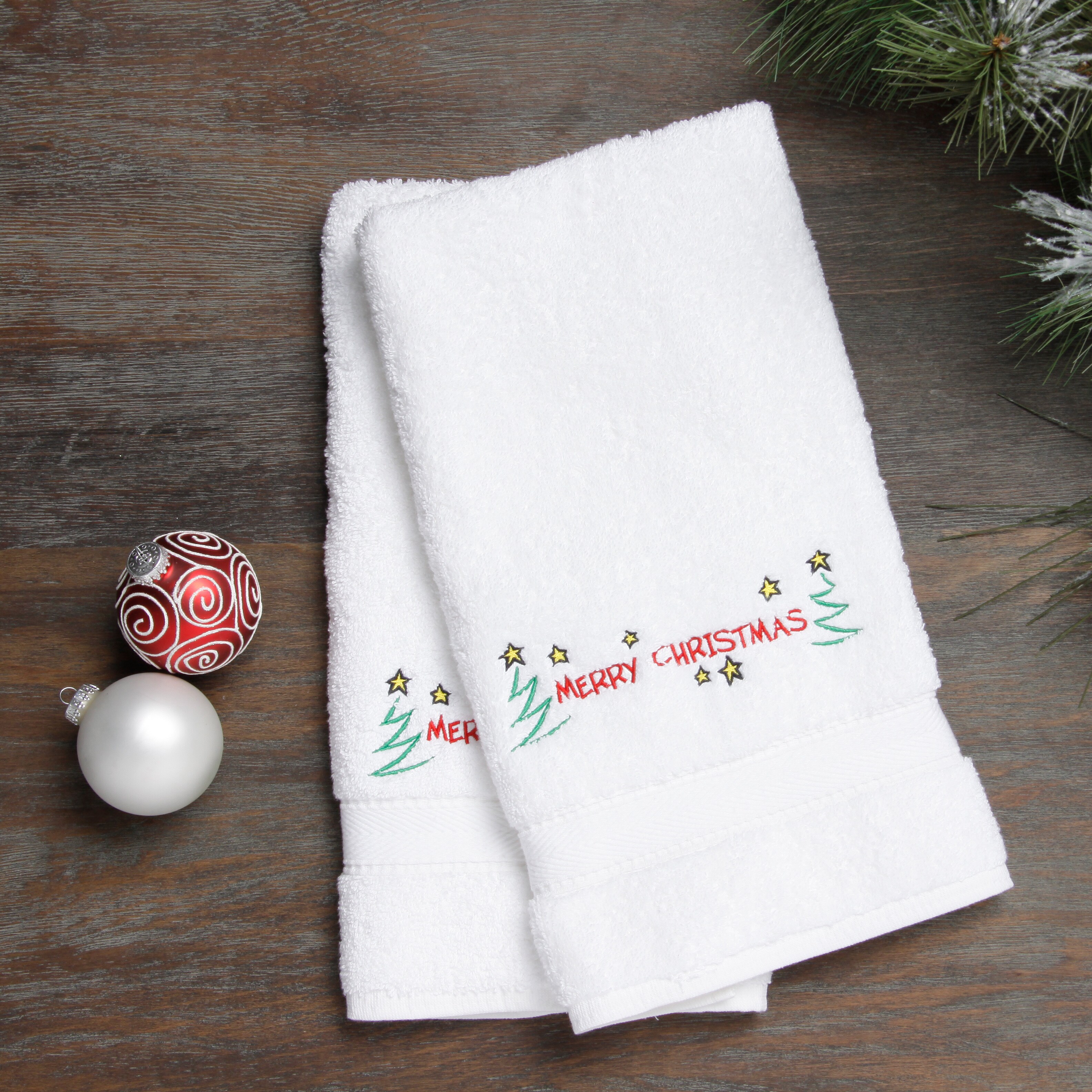 Floral Wreath Embroidered Luxury Cotton Hand Towel