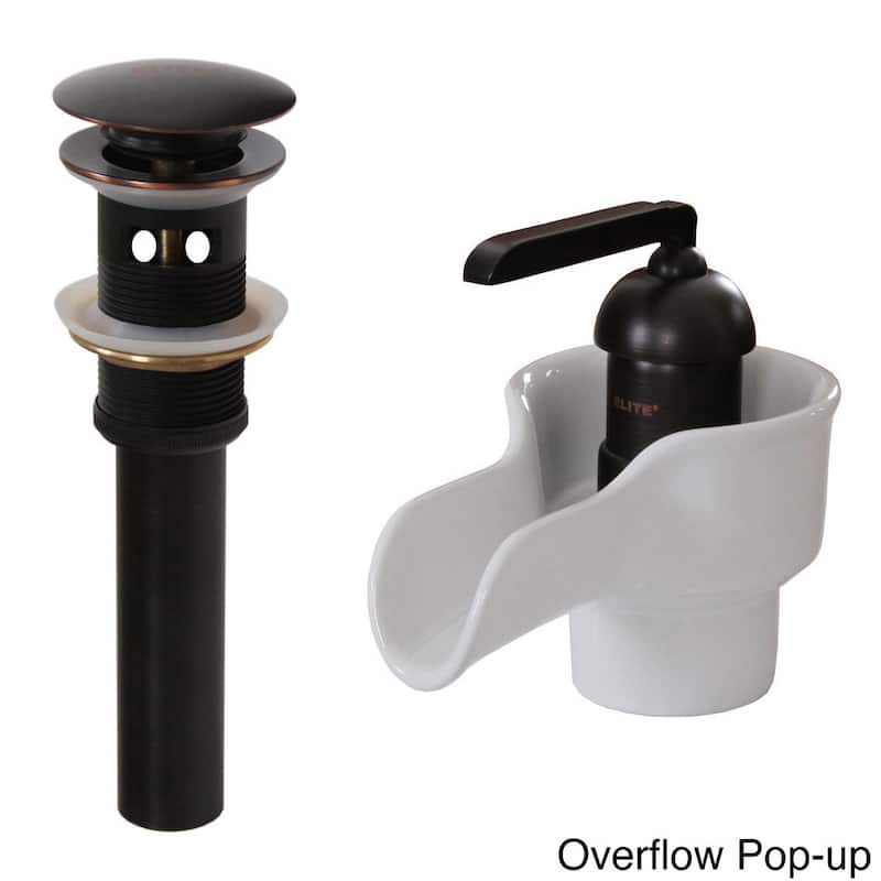 Elite Single Handle Oil-Rubbed Bronze Bathroom Sink Faucet with Pop-Up Drain - Faucet+Overflow Pupup Drain