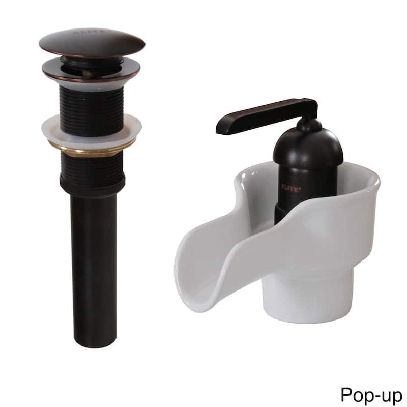 Elite Single Handle Oil-Rubbed Bronze Bathroom Sink Faucet with Pop-Up Drain - Faucet+Pupup Drain
