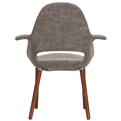 Modway Aegis Upholstered Fabric Dining Chair With Wood Legs in Orange