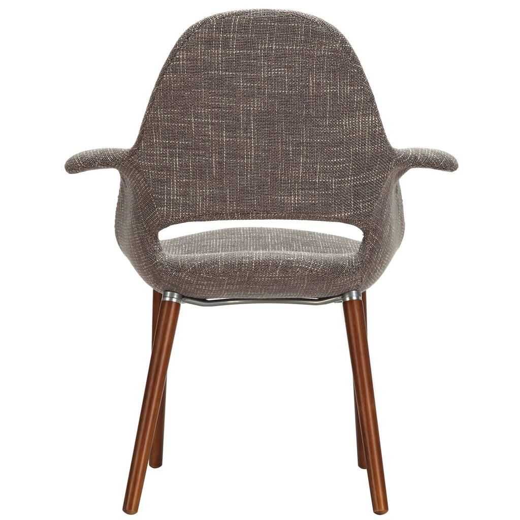 Modway Aegis Upholstered Fabric Dining Chair With Wood Legs in Orange