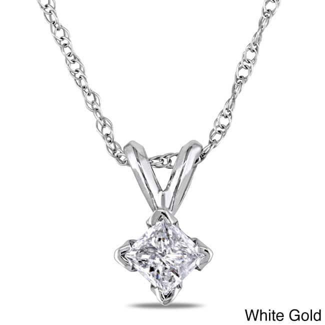 Miadora 14k Gold 1/4ct TDW Diamond Solitaire Necklace - White
